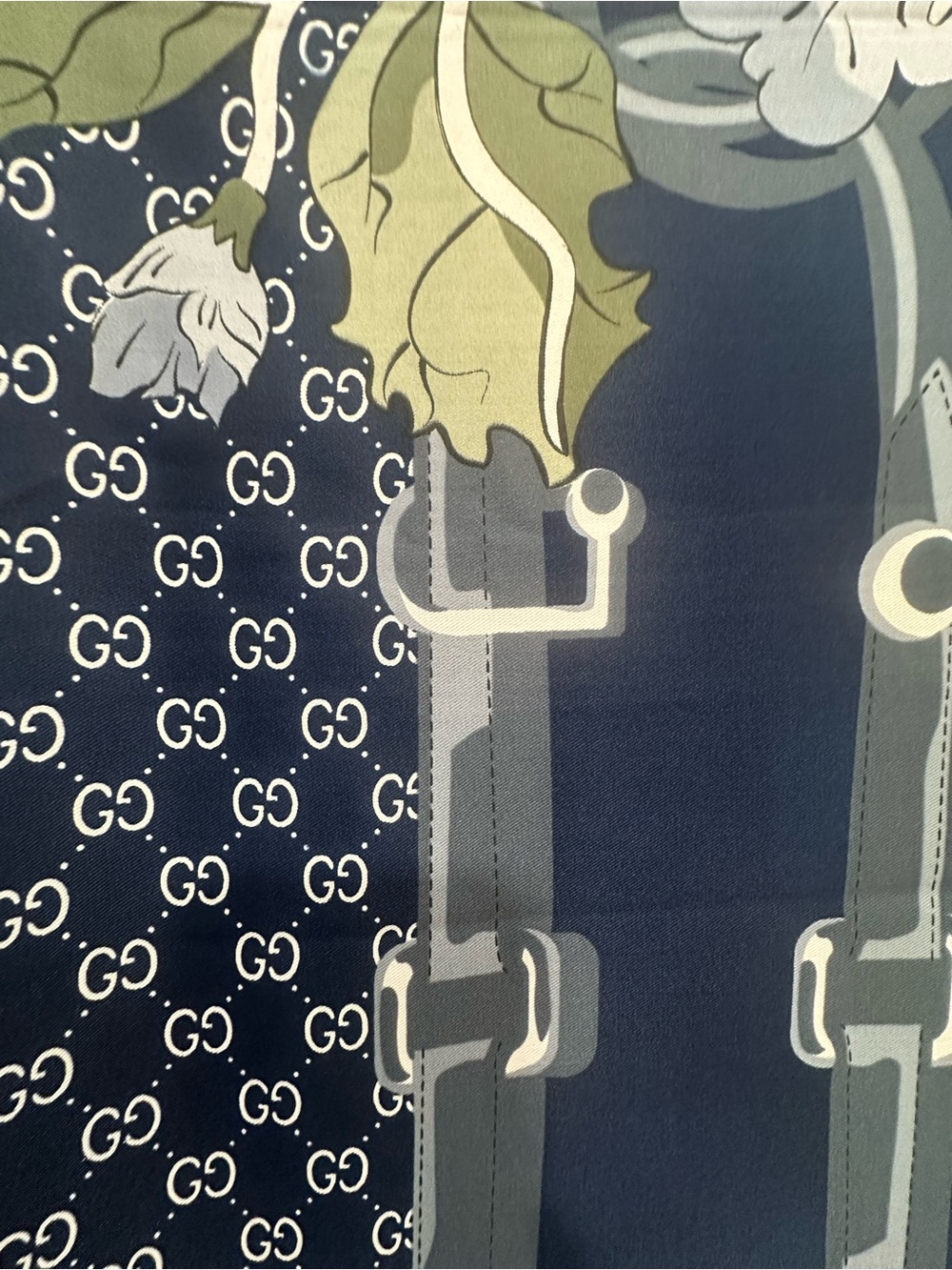 GG Silk Twill scarf 52” x 52” - Picture 2 of 6